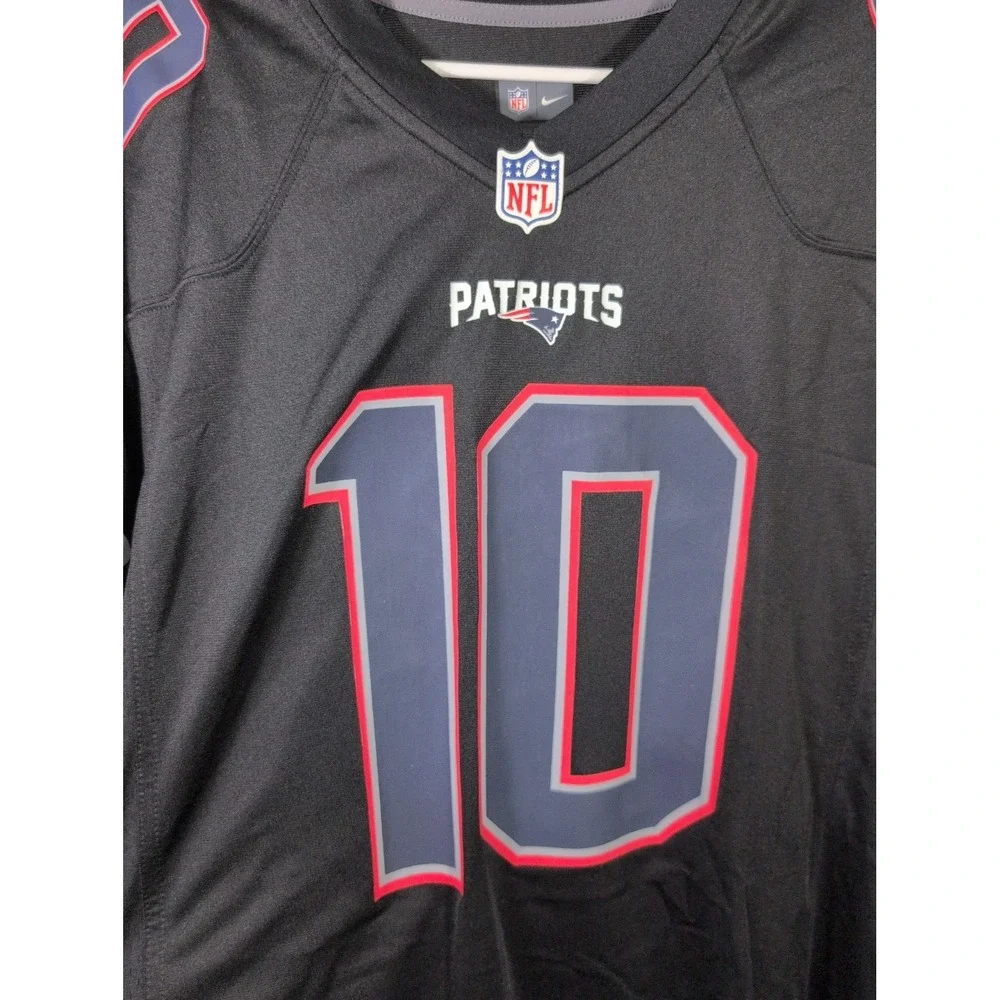 New England Patriots Mac Jones #10 Black Nike On-Field Jersey Men's XL